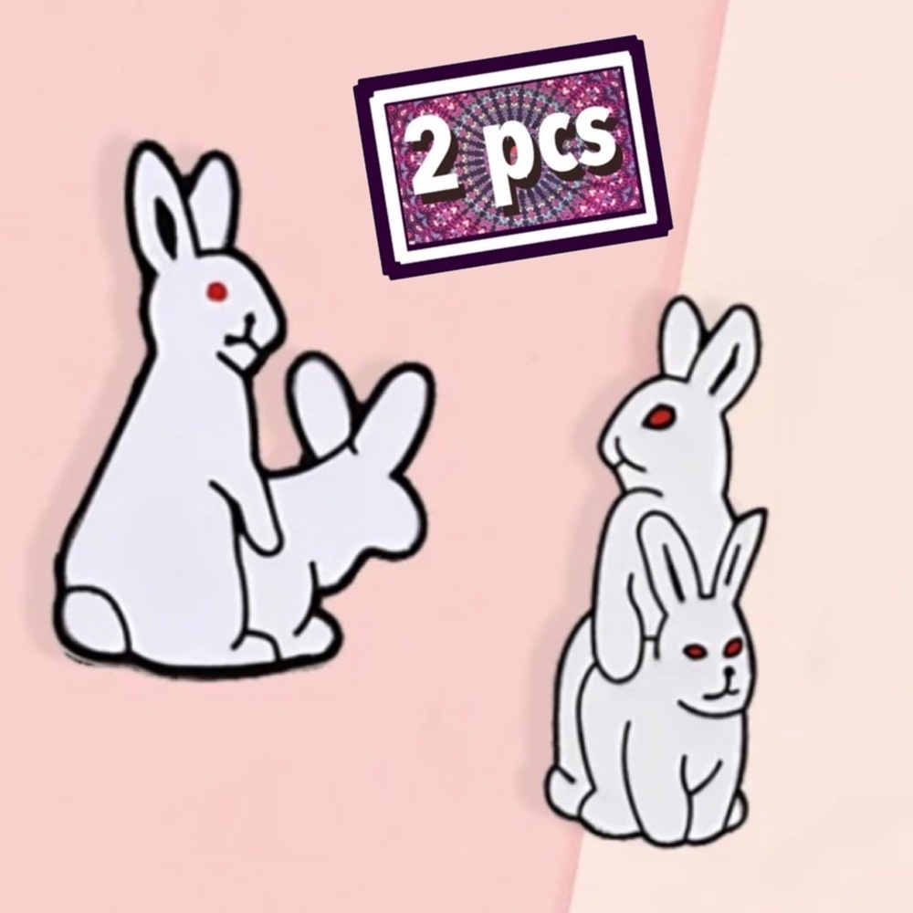 Set of 2 Matching Funny Bunny Sex Bulk Enamel Pins
